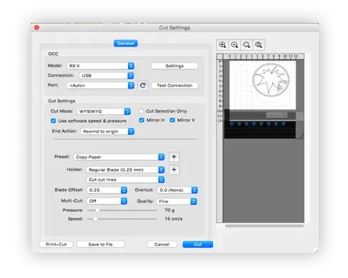 Easy Cutting Settings